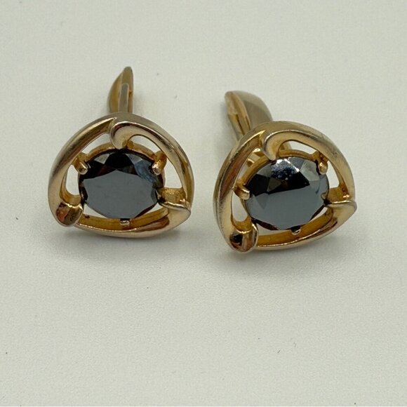 RARE Sherman Senator Cufflinks with Hematite and Gold Plated Vintage Cufflinks - Picture 8 of 10